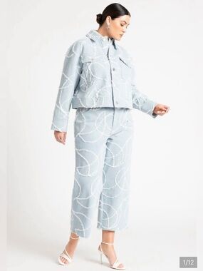 Eloquii Light Blue Denim Jacket (26) and Pant (24) Set